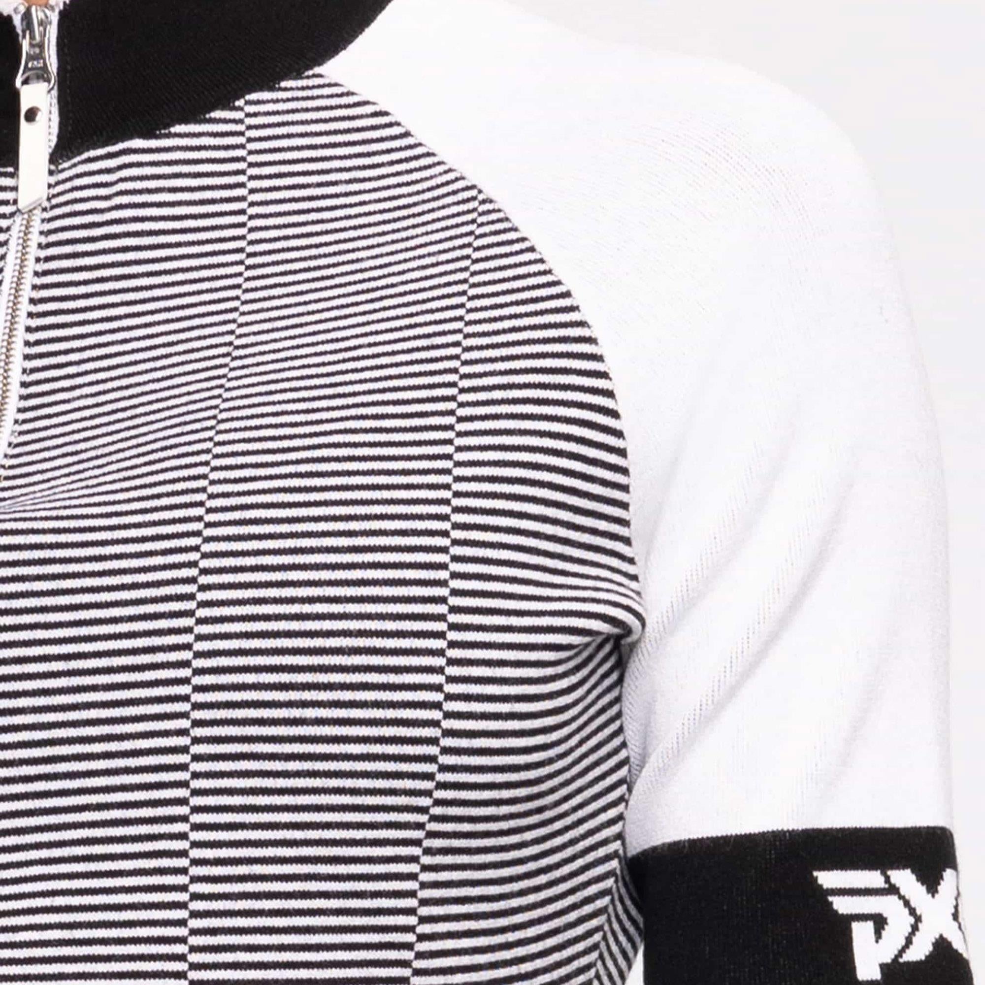 Close-Up of PXG Logo on Broken Stripe Knitted Polo
